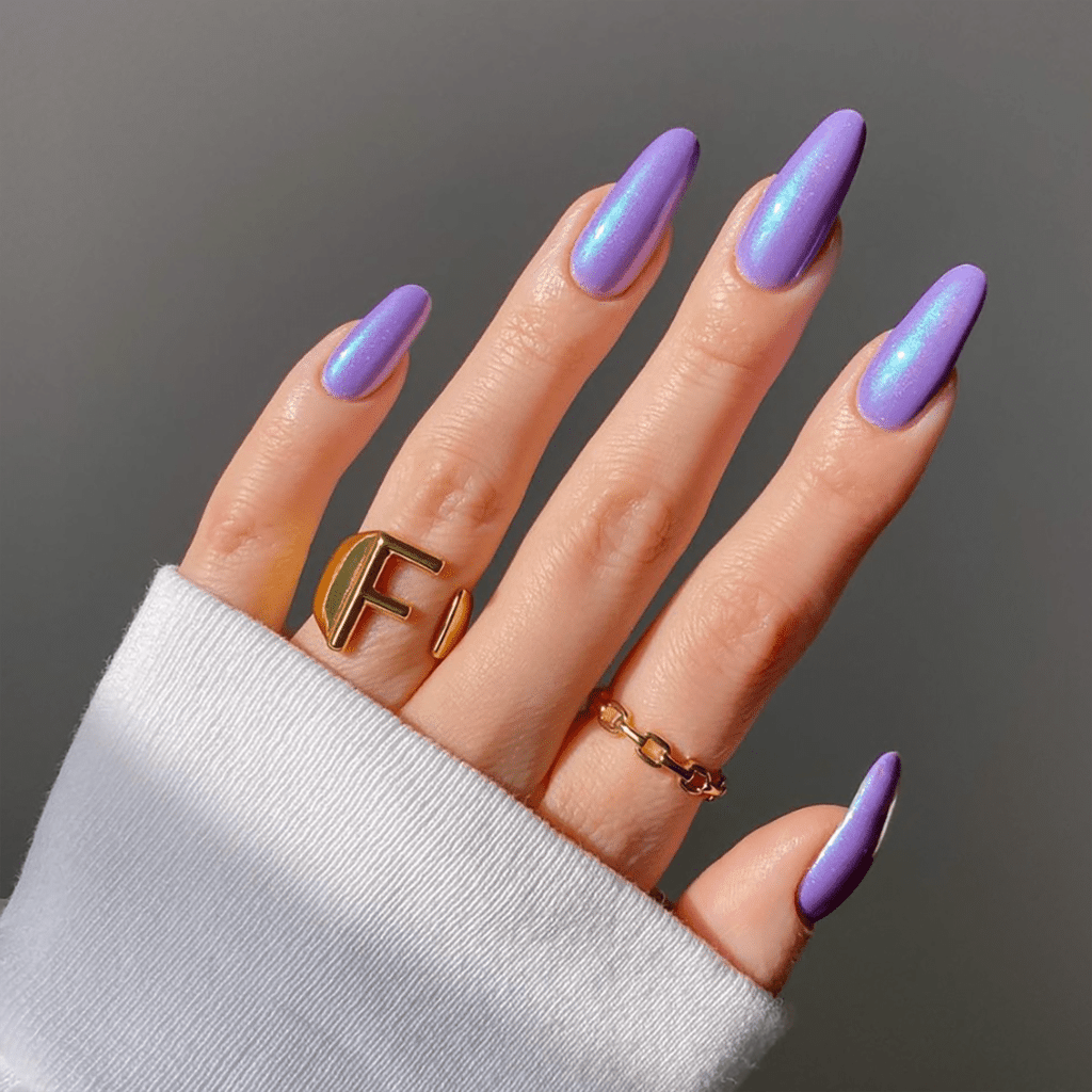 Glazed Purple Chrome Nails