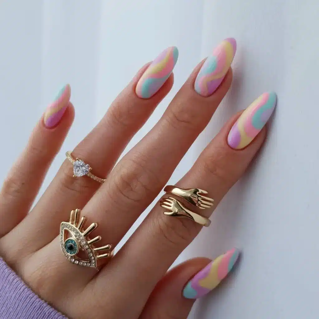 Pastel Manicure for Coffin Nails