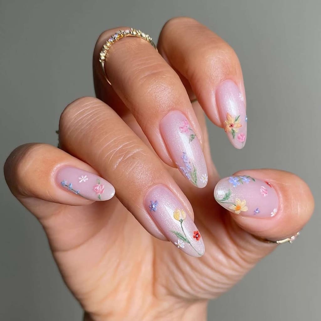 A view floral easter nails A view floral easter nails