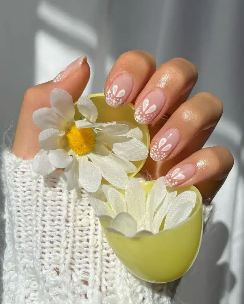 A view of easter nails holding flower A view of easter nails holding flower