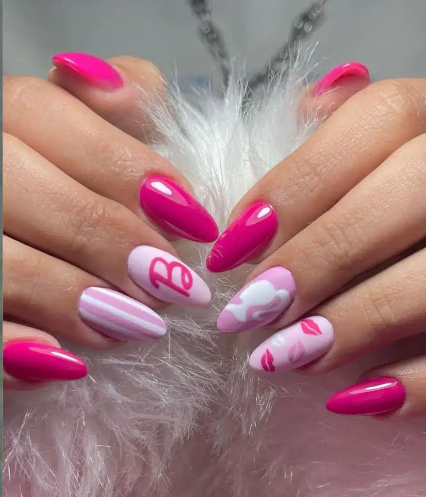 A view of pink barbie nails