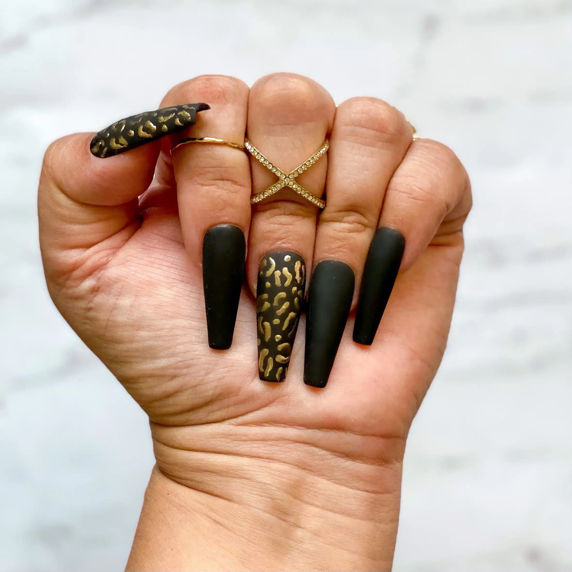 Black Matte Animal Print Nails