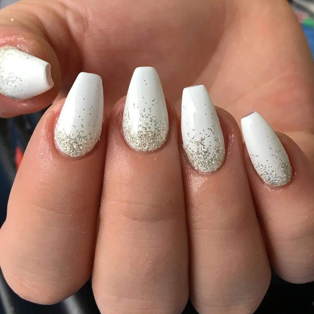 Glitter White Nails Designs