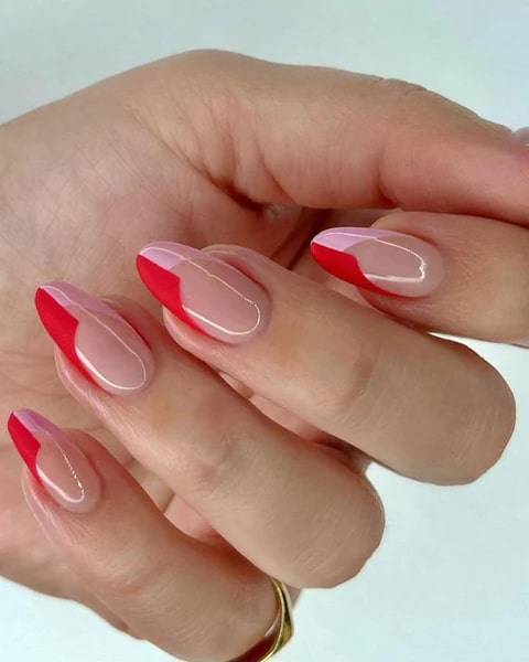 Pink and Red French Tip Summer Nail Designs