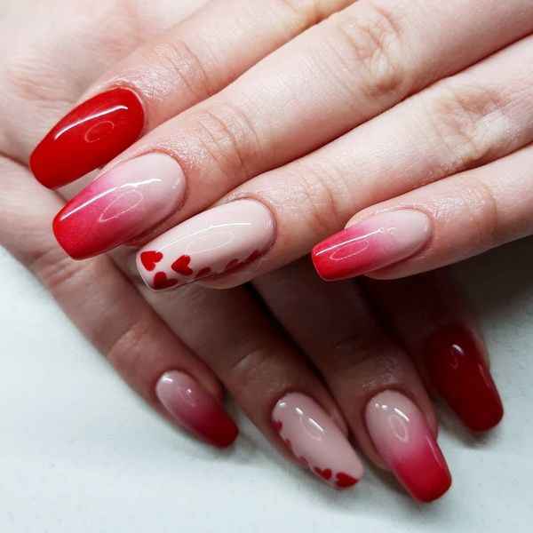 Ombre Heart Nail Designs