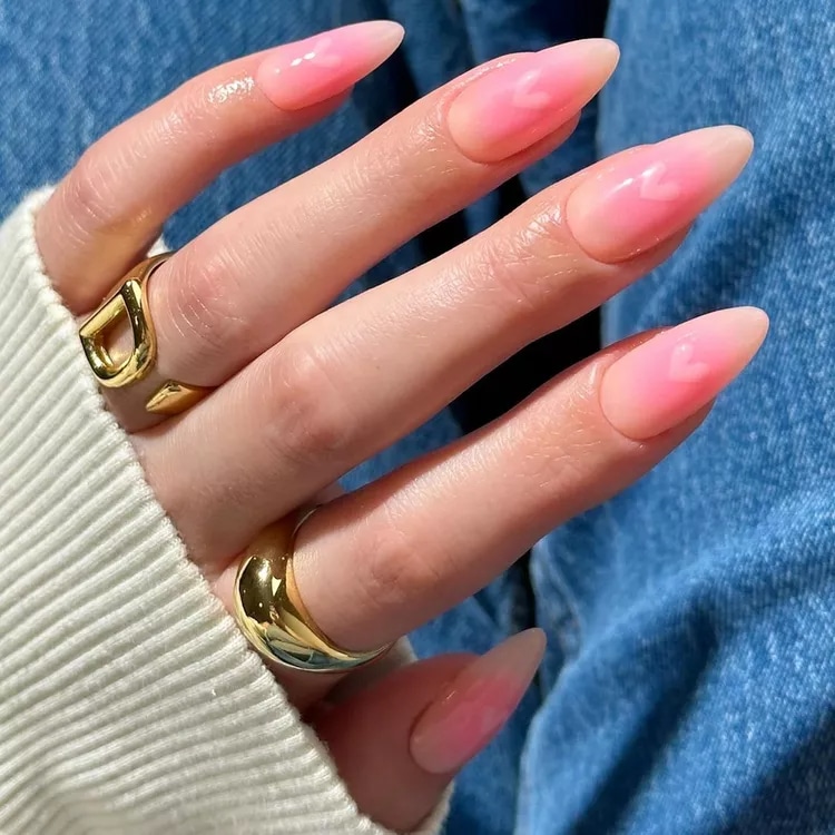 Light Pink Aura Nails with Design