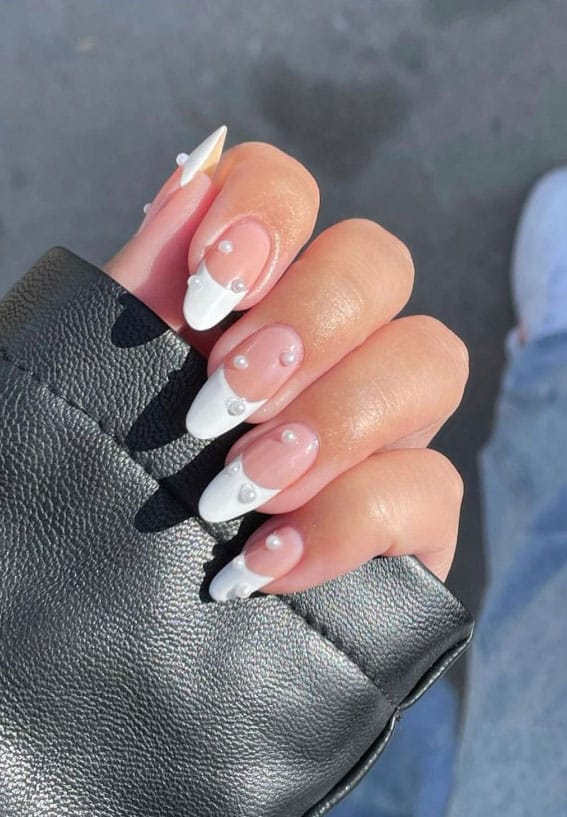 White Nails Designs with French Tips