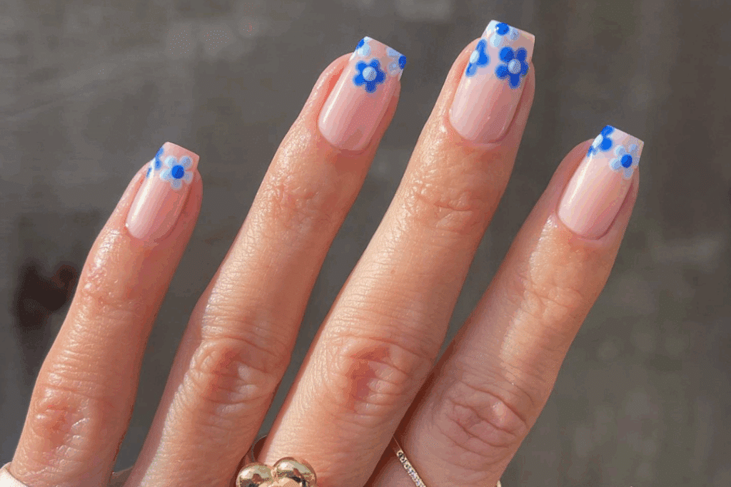 A view of floral design nails A view of floral design nails