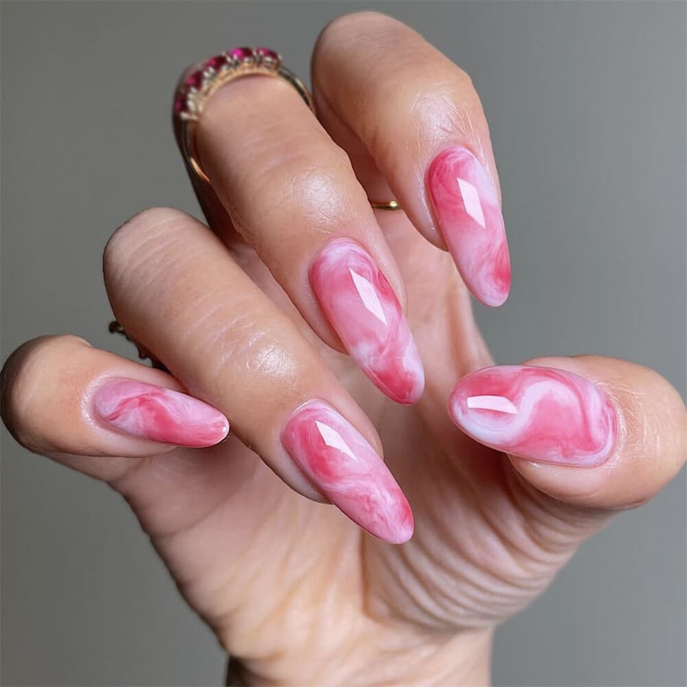 almond shaped marble nails almond shaped marble nails