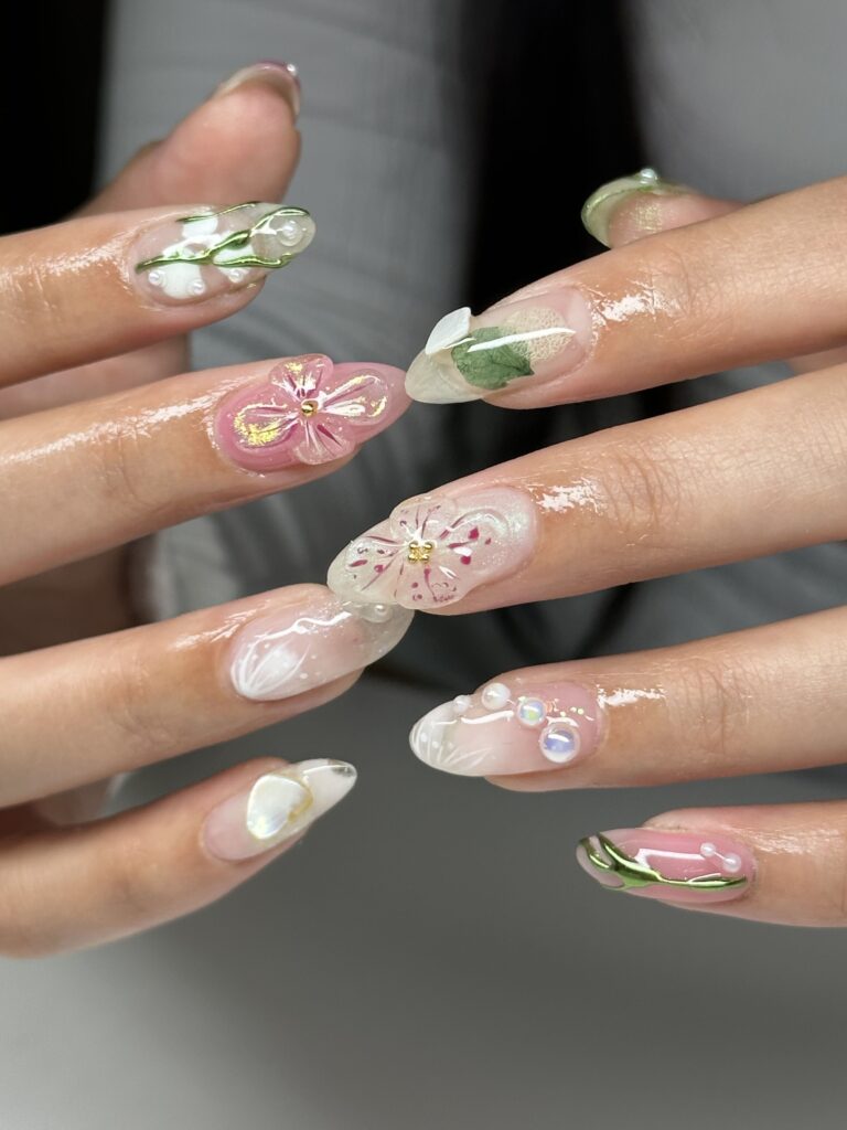 female hands with d floral accents