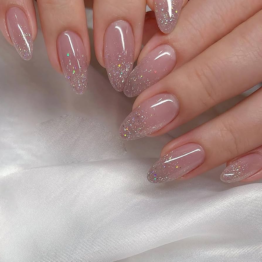 glittery almond nails glittery almond nails