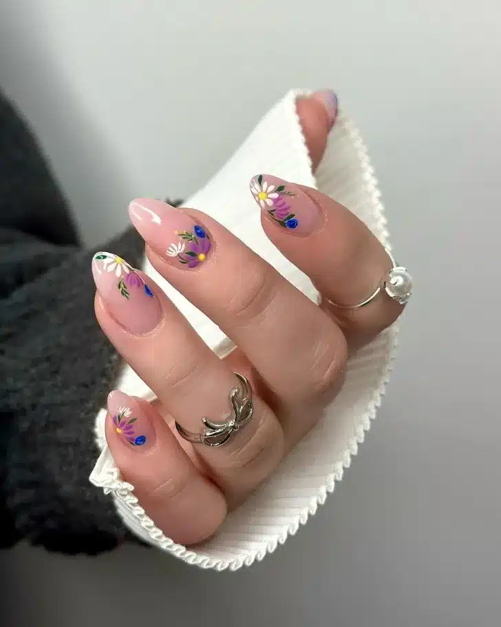 minimalist nails with flowers minimalist nails with flowers