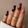 brown nails in different shades ring in middle finger x zon