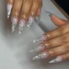 clear nails with silver accents x