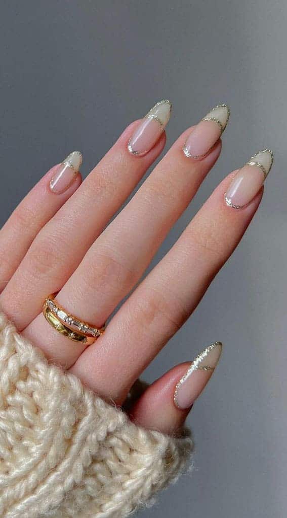 glittery french tips