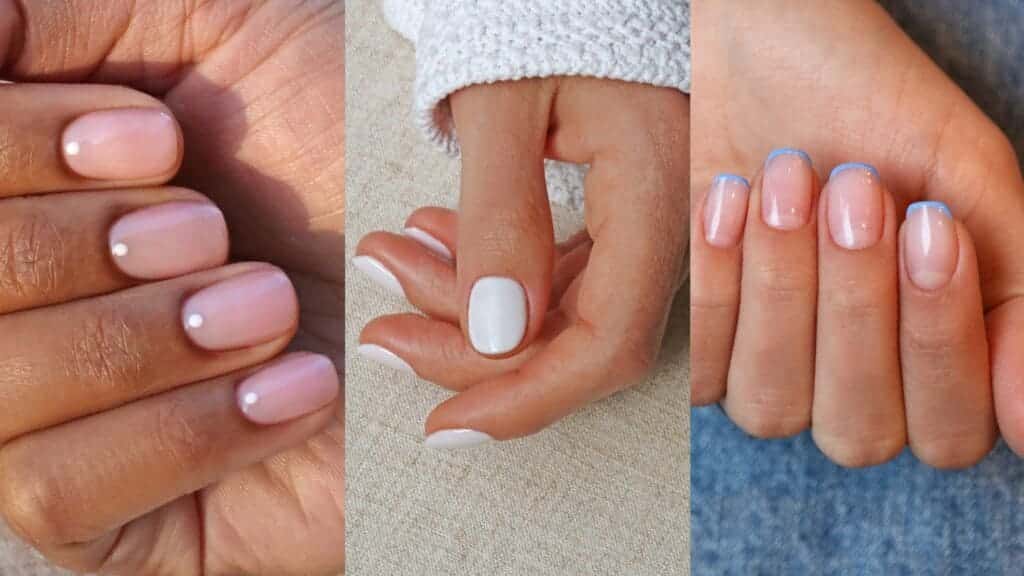 pink and white color nail paint on nails x