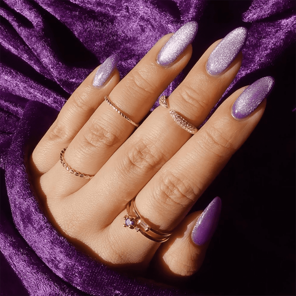 purple glitter nails x