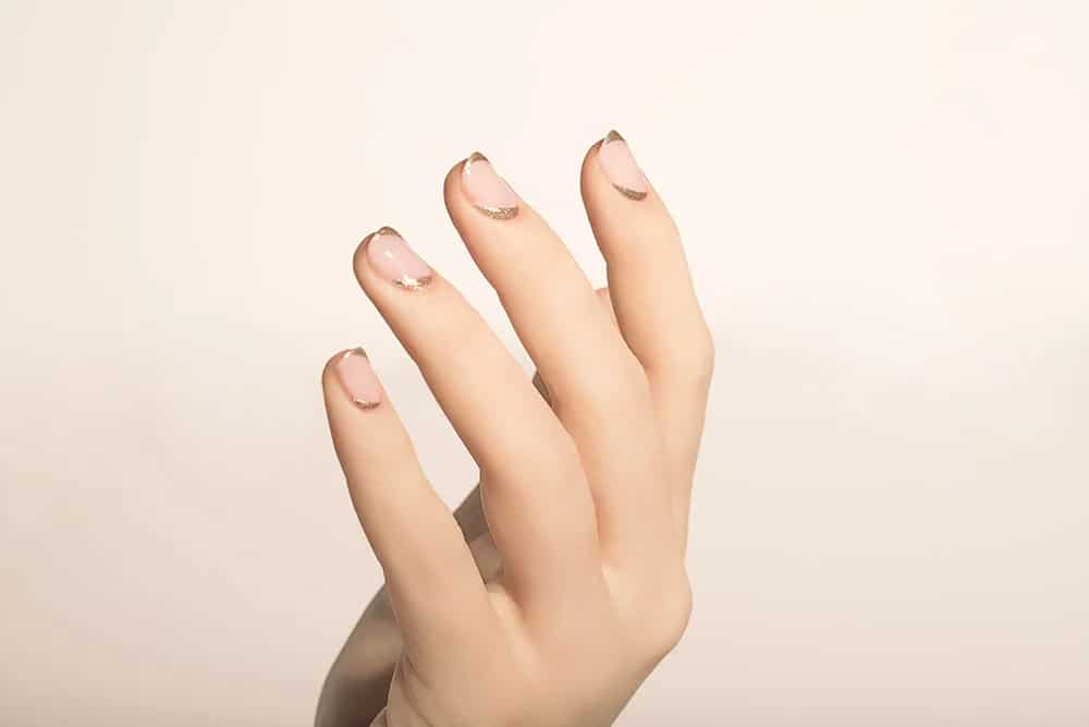 short nails with gold french style short nails with gold french style