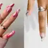 female hands with acrylic nails wearing rings png
