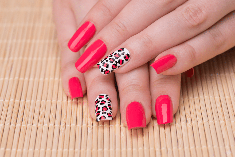 Feminine nail art with interesting animal print nail art