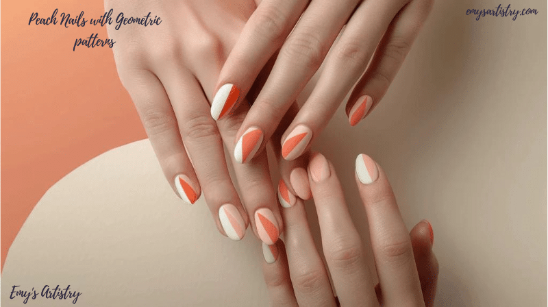 Zoomed in view of female hands with peach nails