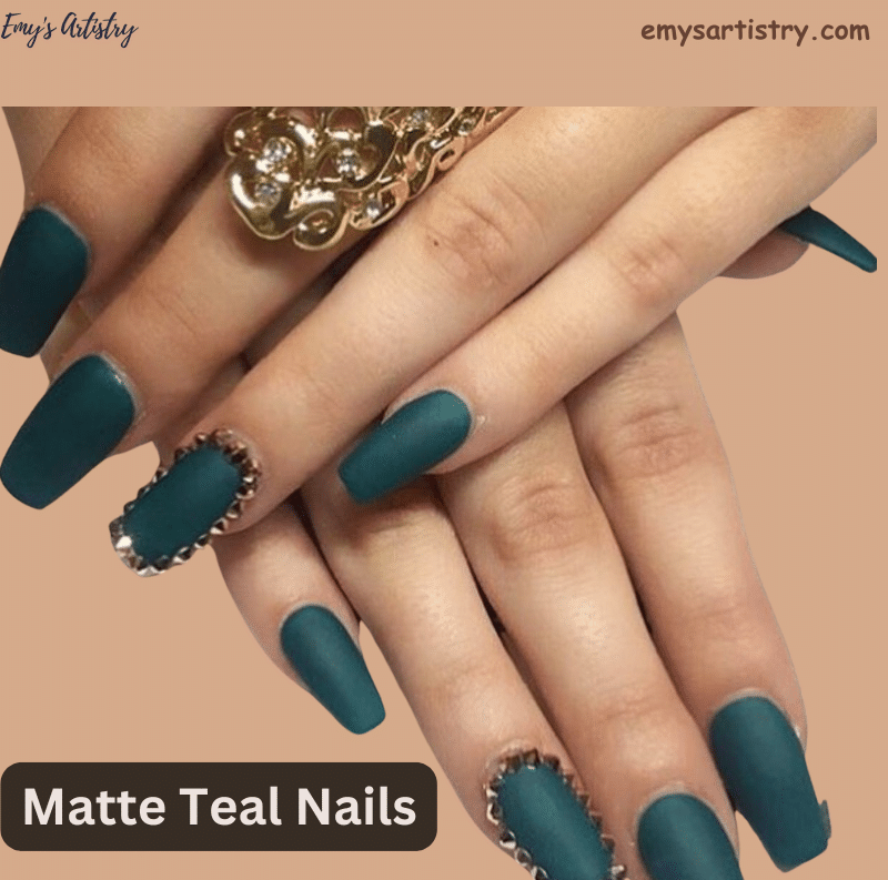 Matte Teal Nails