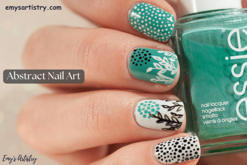 Teal Nail Art, female hand holding a nail polish