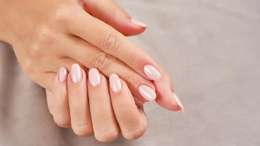 A view of hands with gel nails A view of hands with gel nails