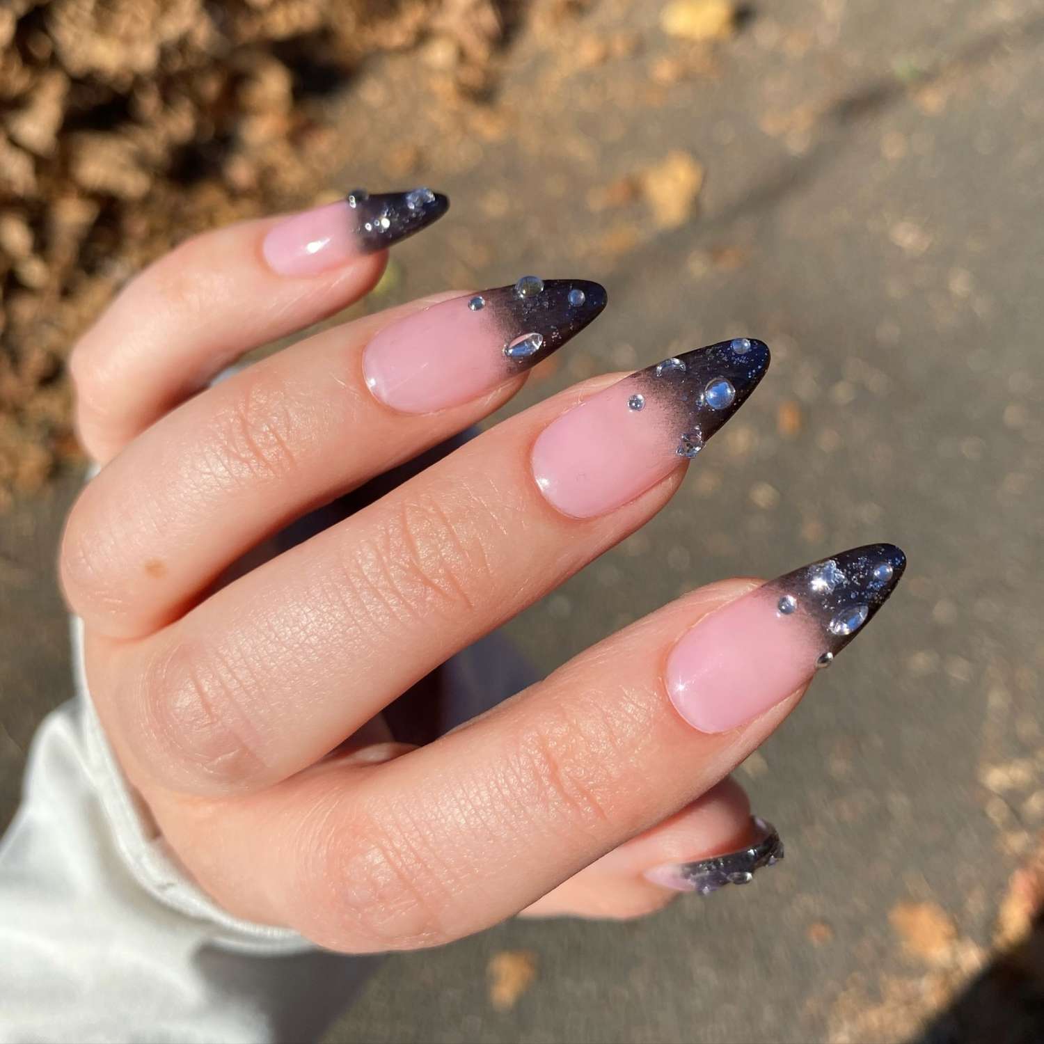Black Tips with Rhinestones Black Tips with Rhinestones
