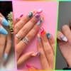 female hands with spring nail art