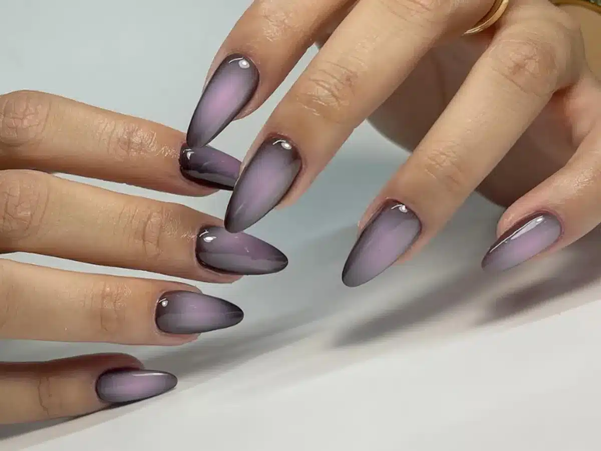 A view of purple aura nails