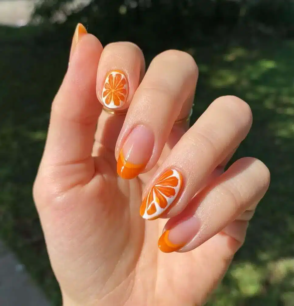 A view of citrusy nail design A view of citrusy nail design
