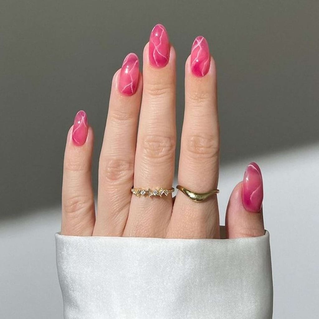 A view of hot pink nails A view of hot pink nails