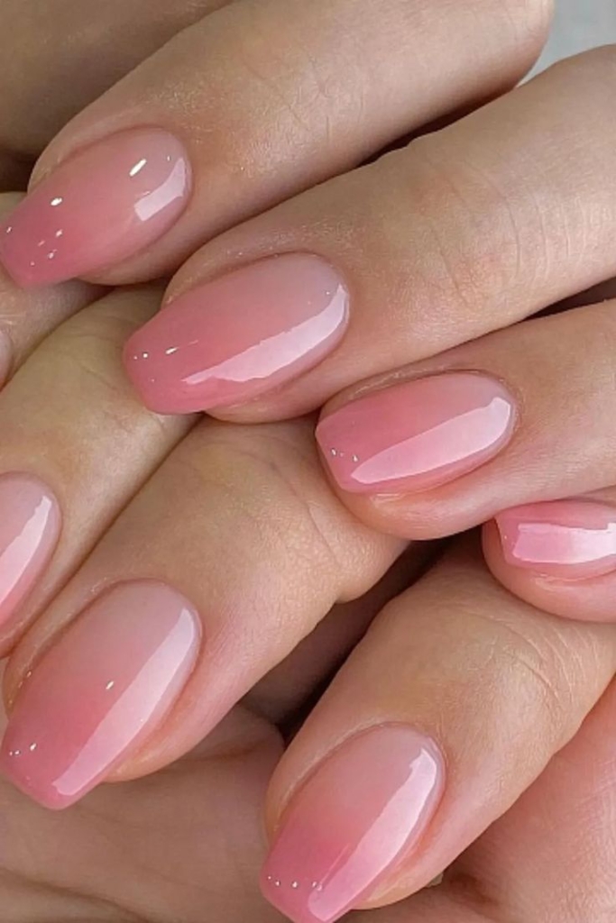 A view of ombre pink nails A view of ombre pink nails