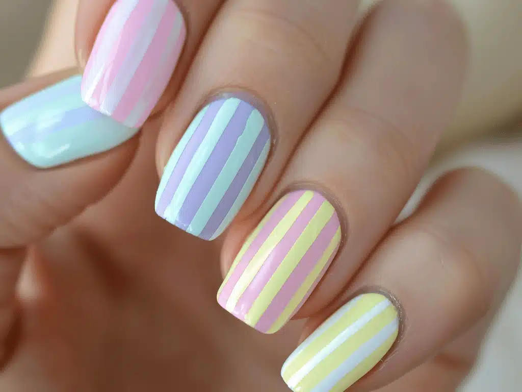 A view of striped nails A view of striped nails