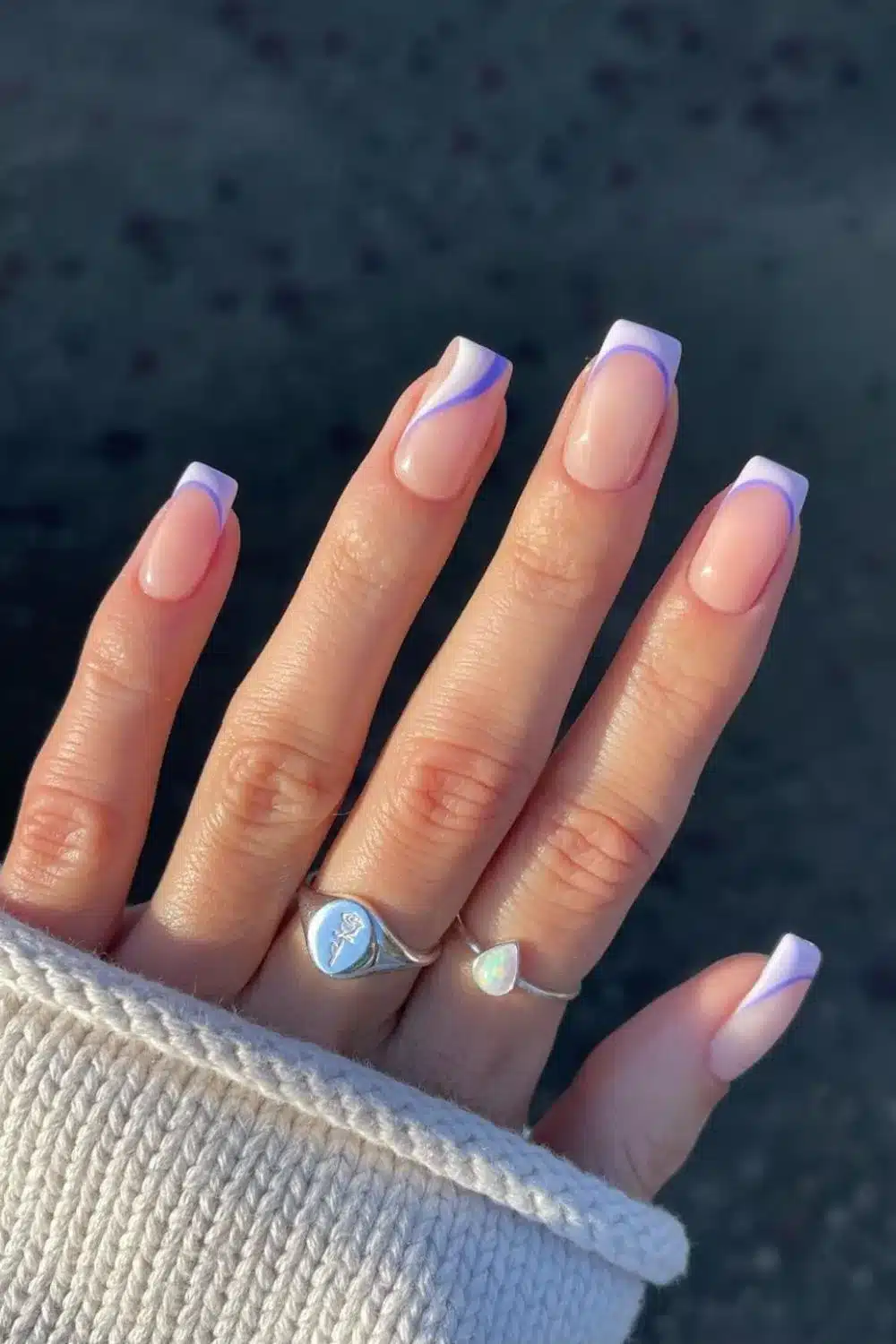 Purple Double Lined Acrylic Nails Purple Double Lined Acrylic Nails