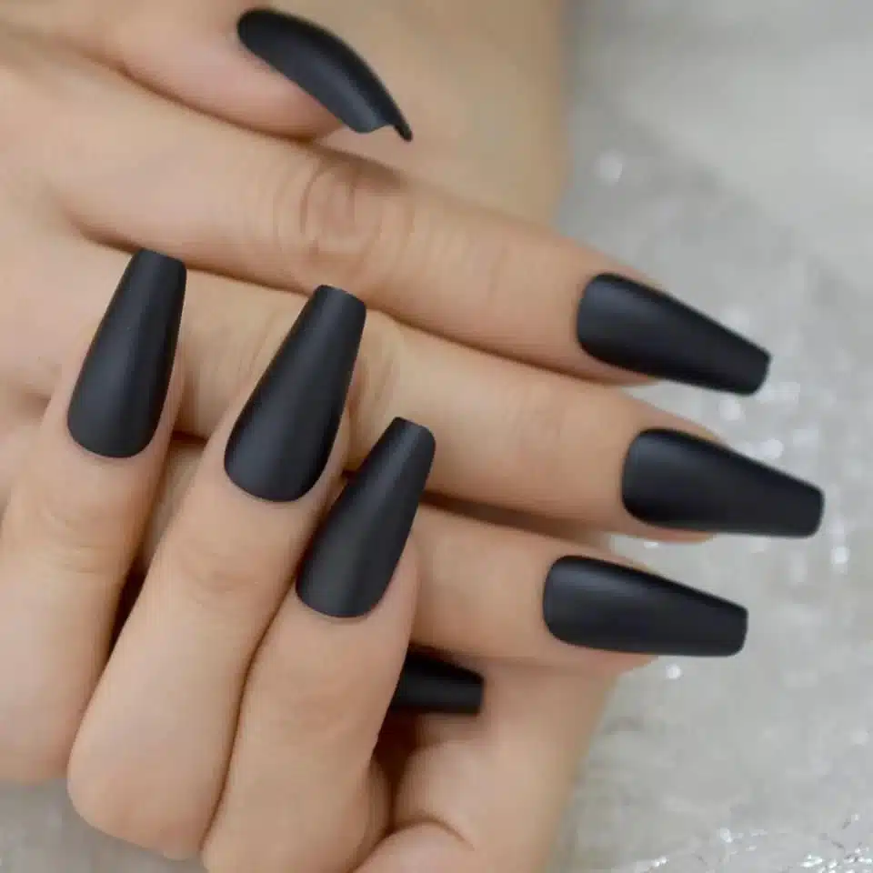 Coffin Black Nail Designs
