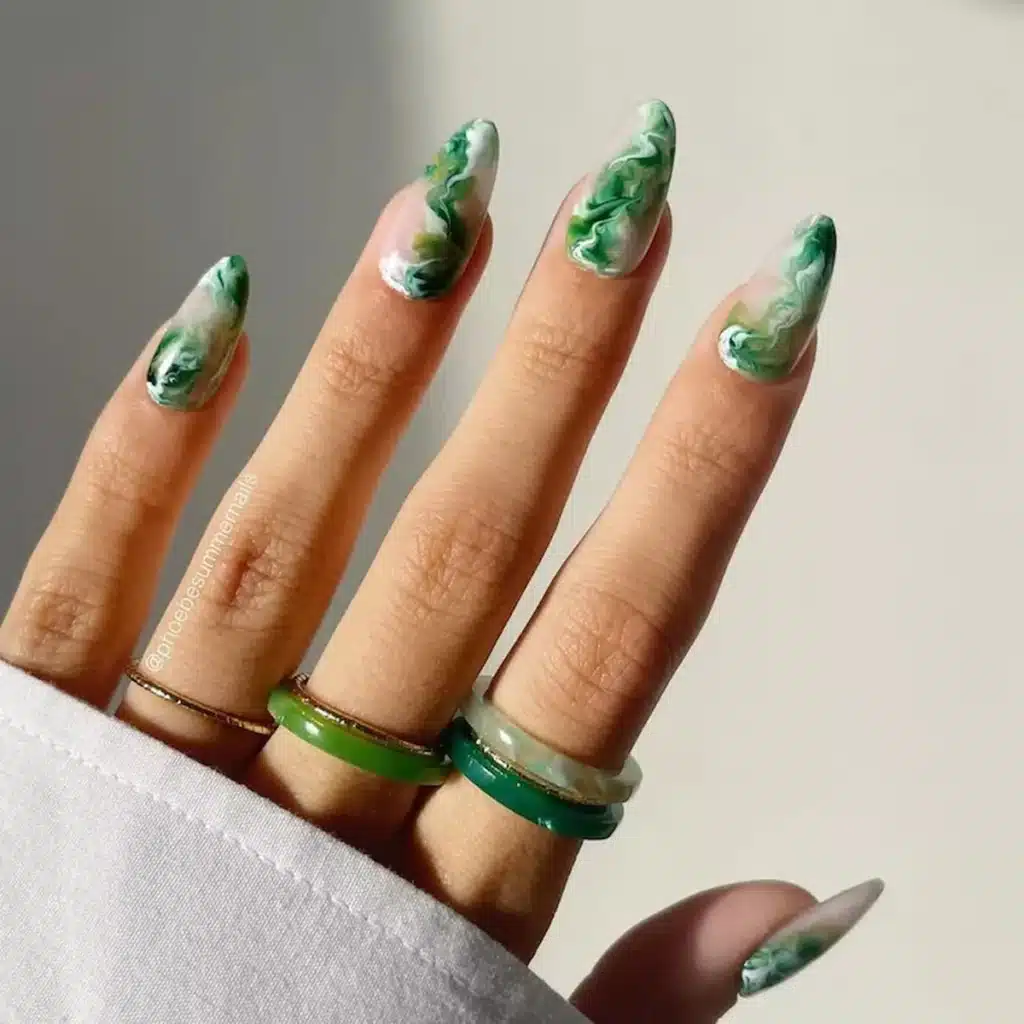 A view of green marble nails A view of green marble nails