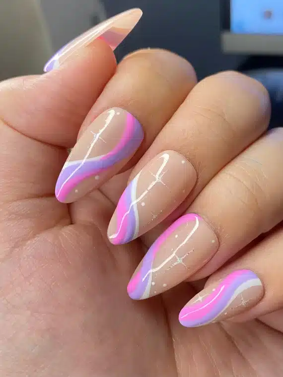 abstract art on almond nails abstract art on almond nails