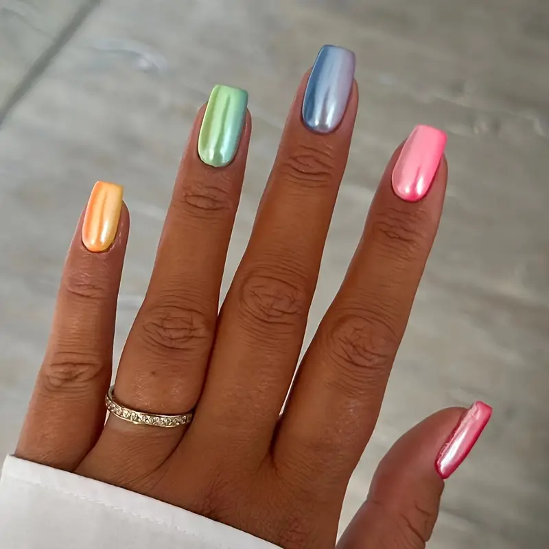candy color coated chrome nails candy color coated chrome nails