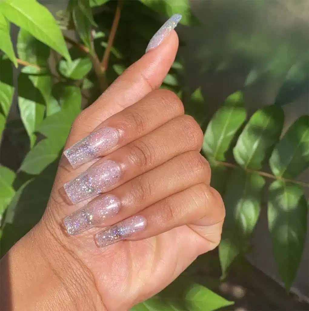 clear long nails with glitter clear long nails with glitter