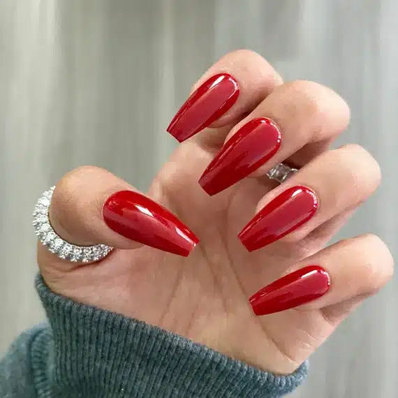 deep red coffin nails deep red coffin nails