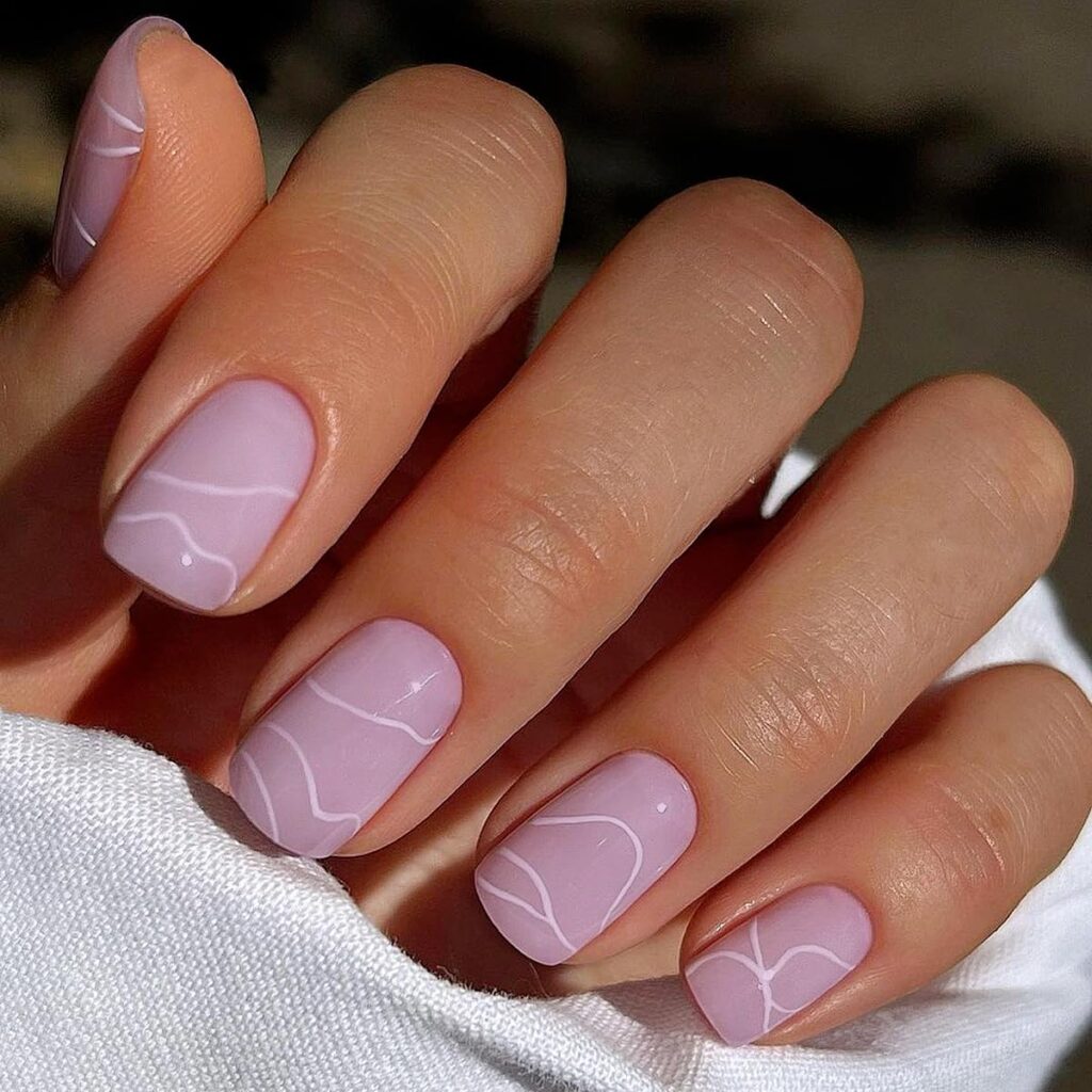 lavender lines on short nails
