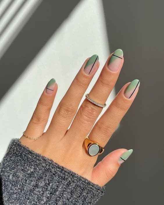 mint nails with pink contrast and black lines on them rings zon mint nails with pink contrast and black lines on them rings zon