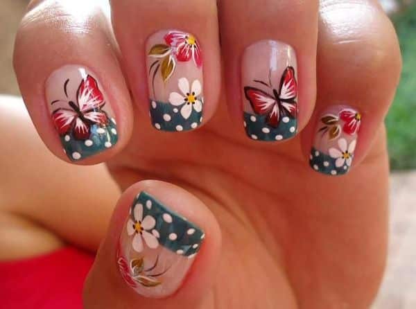 nail art with flowers and butterflies nail art with flowers and butterflies