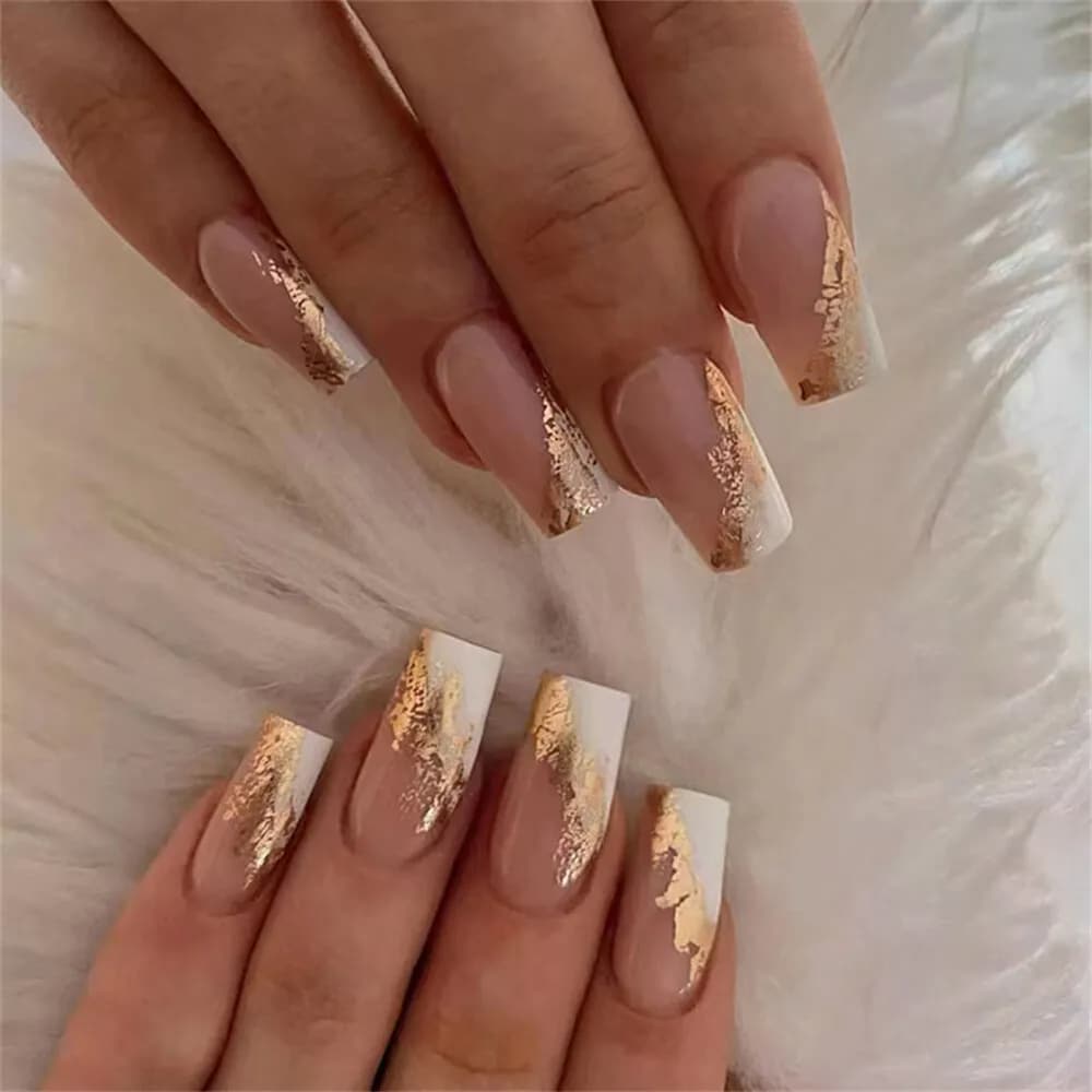 rose gold and white nails rose gold and white nails