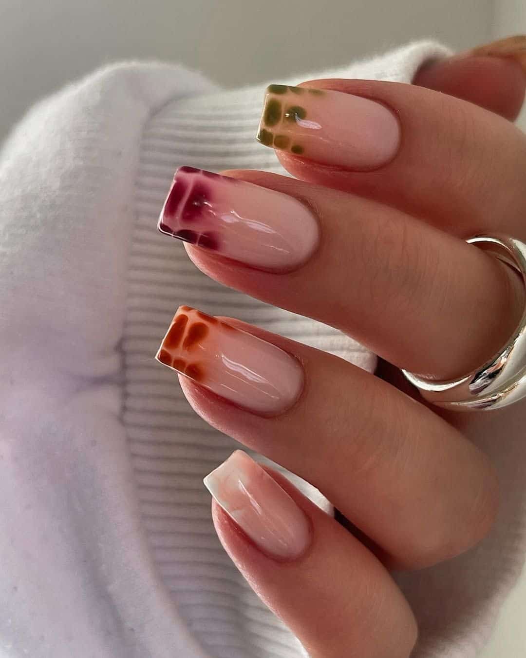 French Tips with Fall Florals French Tips with Fall Florals