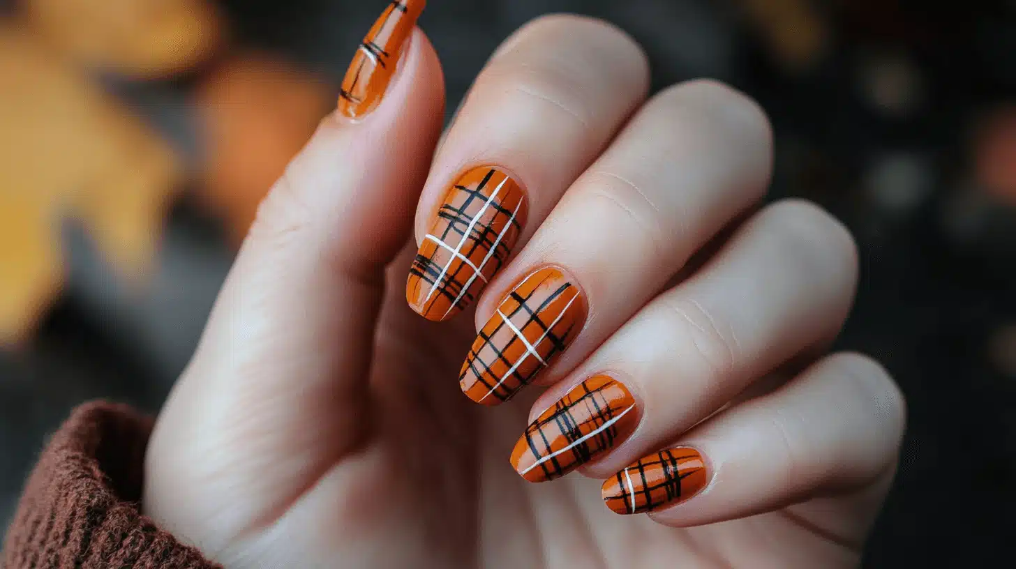 Striped Fall Nails Striped Fall Nails