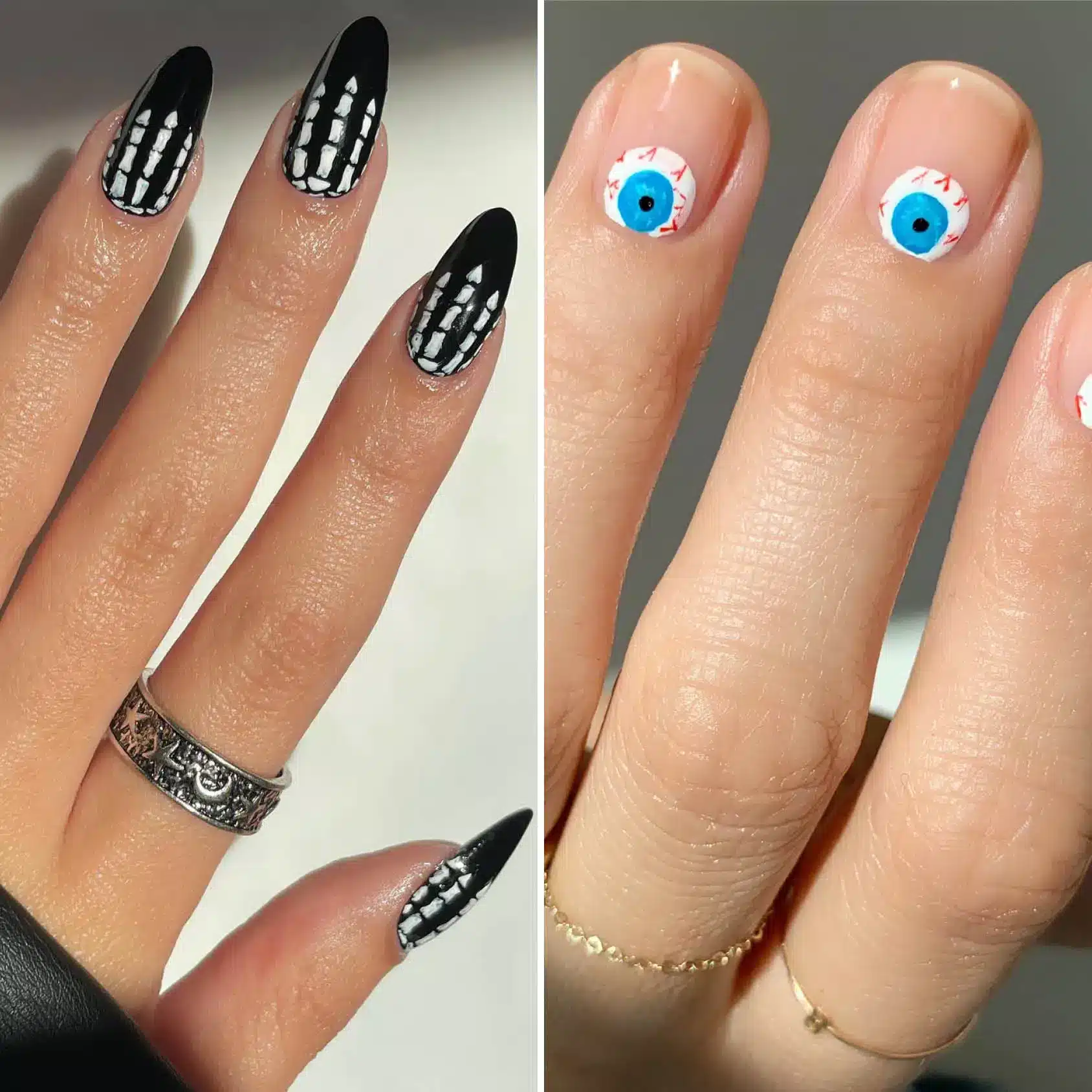 hands with halloween eye design and skeleton hands hands with halloween eye design and skeleton hands