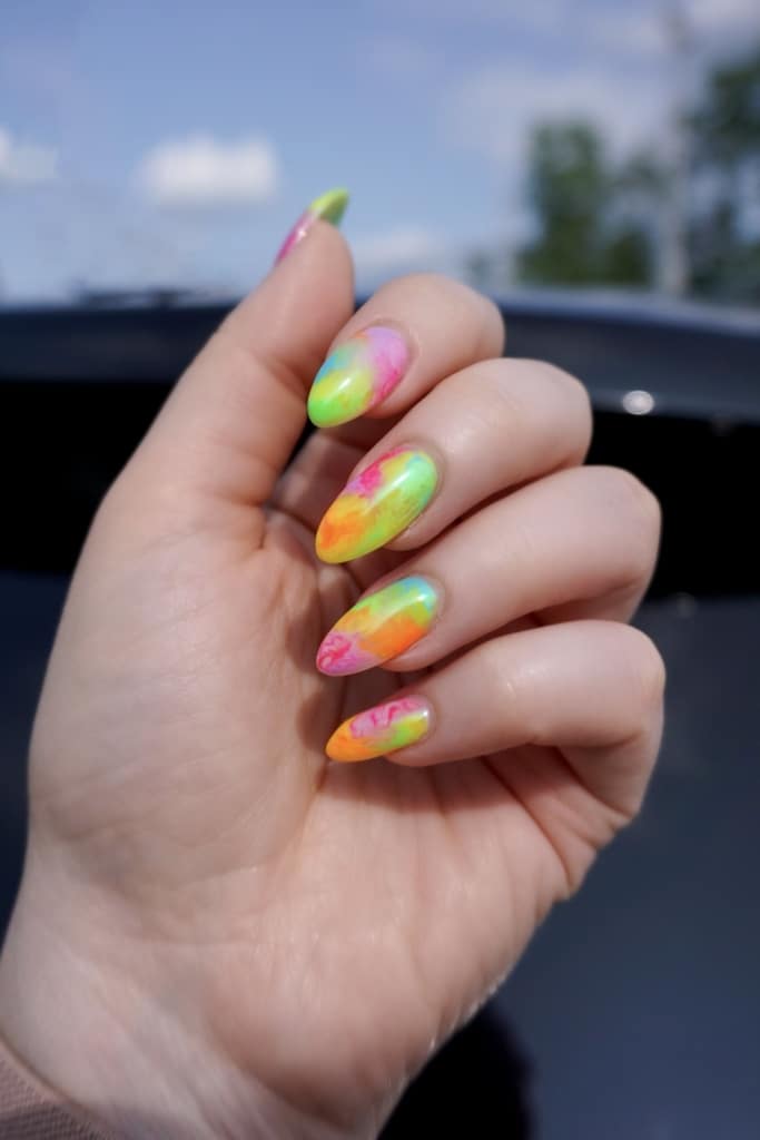 A view of mutli color ombre nails A view of mutli color ombre nails